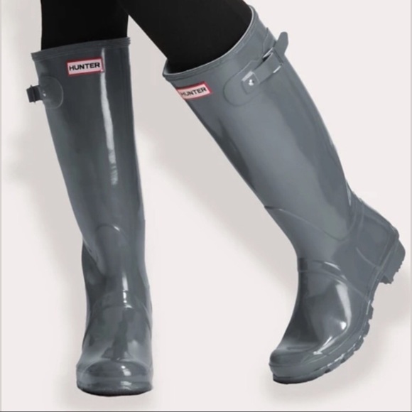 Hunter Original Gloss Tall Boots Graphite Gray - Picture 2 of 16